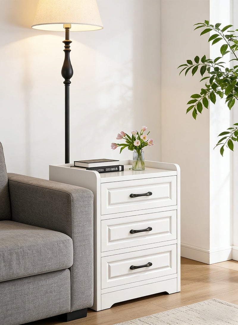 شاربدو خزانة غرفة نوم أوروبية الطراز، طاولة جانبية عتيقة بثلاثة أدراج لغرفة النوم أو غرفة المعيشة، مقاس 40 × 36 × 60 سم - Image 4